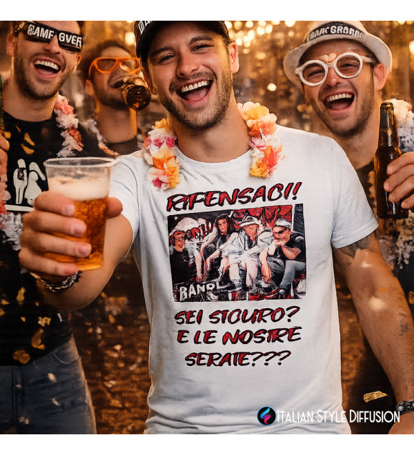 T-shirt “Ripensaci! Sei Sicuro?” – Maglietta Personalizzata Addio al Celibato Divertente con Grafica Fumetto