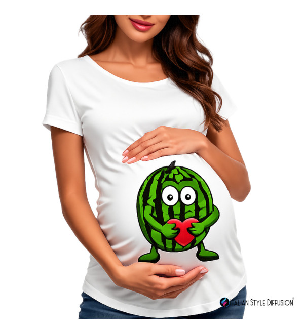 Maglietta Premaman Donna Anguria con Cuore Cotone