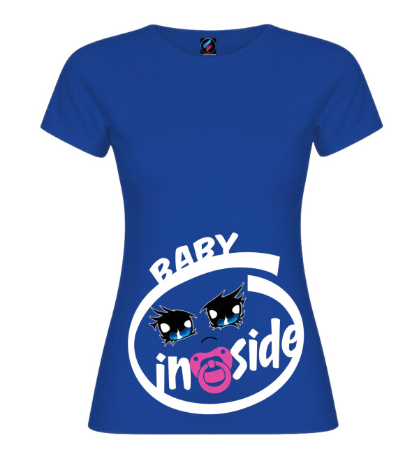 Maglietta Premaman Baby in Side | T-shirt Gravidanza 100% Cotone blu royal
