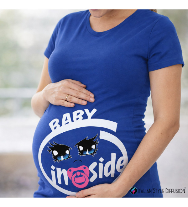 Maglietta Premaman “Baby in Side” 100% Cotone – T-shirt Gravidanza | XS–3XL