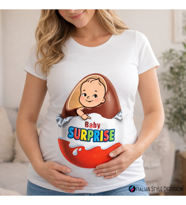 Maglietta Premaman Ovetto Baby Surprise | T-shirt Gravidanza Cotone