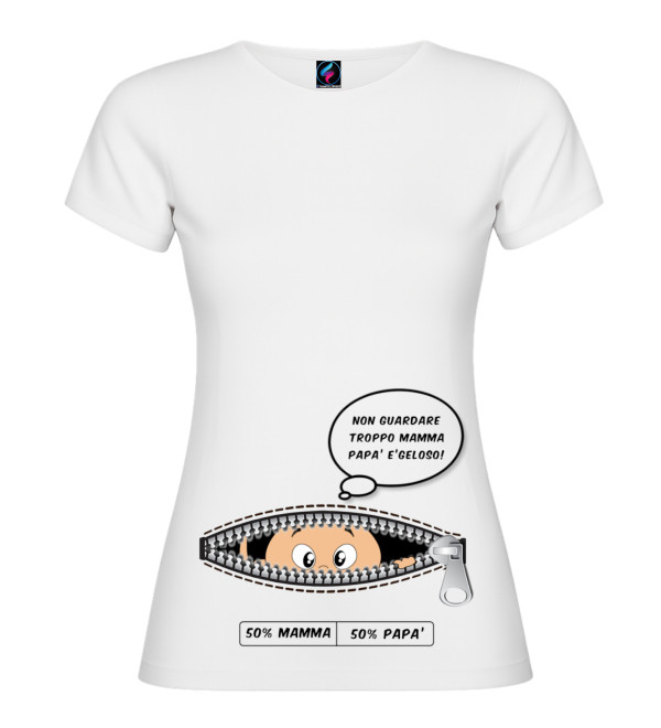 Maglietta Premaman Papà Geloso | 50% Mamma 50% Papà | Cotone