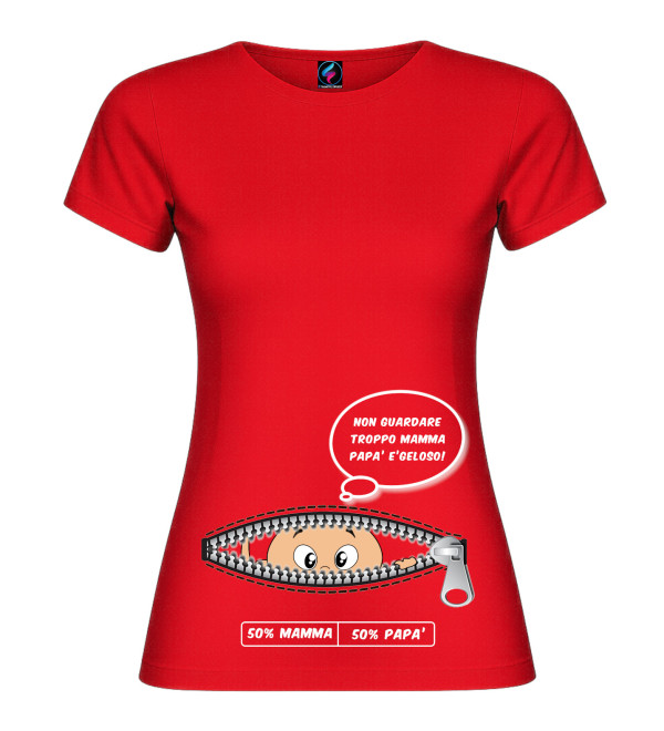 Maglietta Premaman Papà Geloso | 50% Mamma 50% Papà | Cotone
