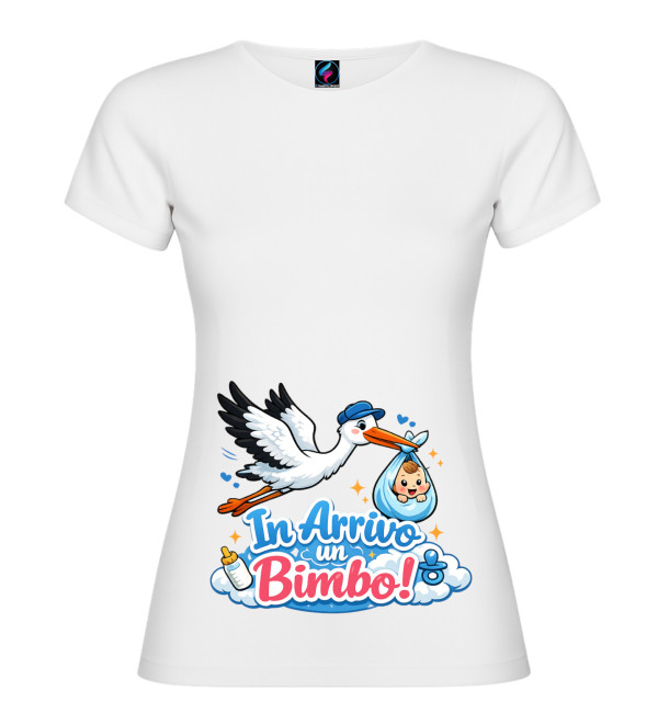 Maglietta Premaman In Arrivo un Bimbo | Annuncio Gravidanza Cotone