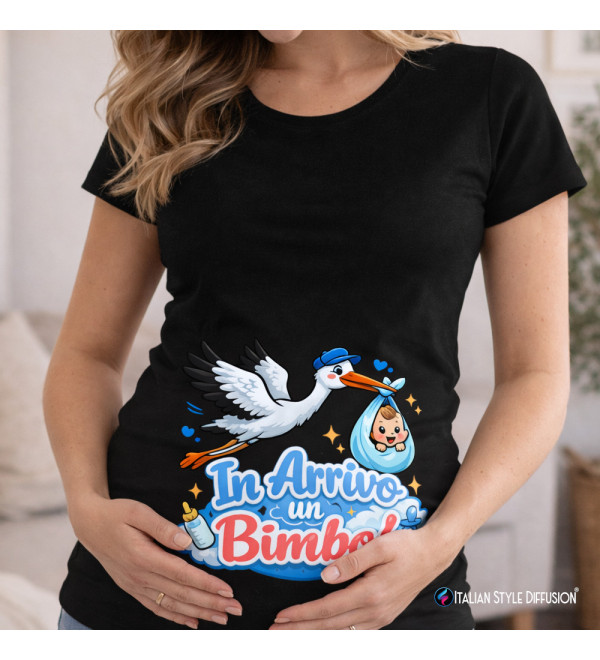 Maglietta Premaman In Arrivo un Bimbo | 100% Cotone | XS–3XL