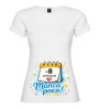T-shirt premaman bianca con stampa “-8 settimane” e scritta “Manca poco!”, countdown nascita