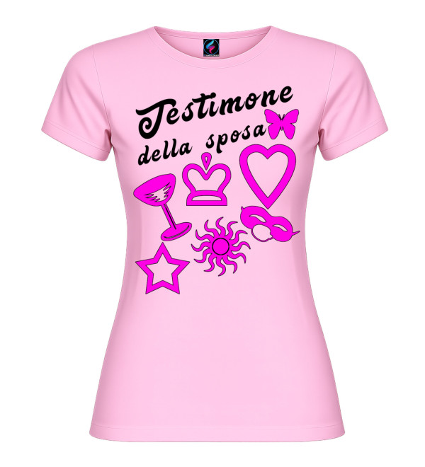 T-Shirt Donna Testimone della Sposa – Addio al Nubilato | Italian Style Diffusion® - colore rosa - foto 2