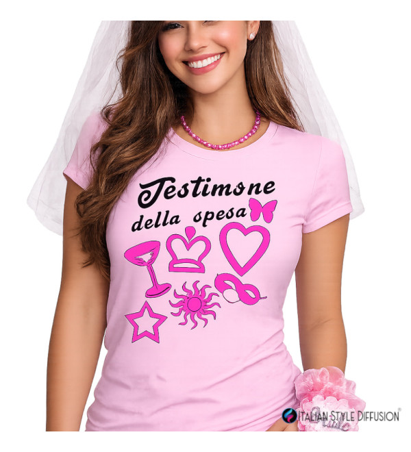 T-Shirt Donna Testimone della Sposa – Addio al Nubilato | Italian Style Diffusion® - colore rosa - foto 1