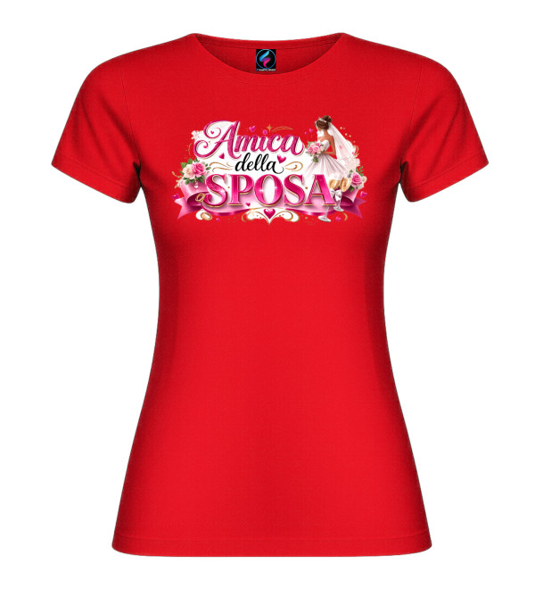 T-Shirt Donna “Amica della Sposa” – Addio al Nubilato & Matrimonio | Italian Style Diffusion® - colore rosso - foto 2
