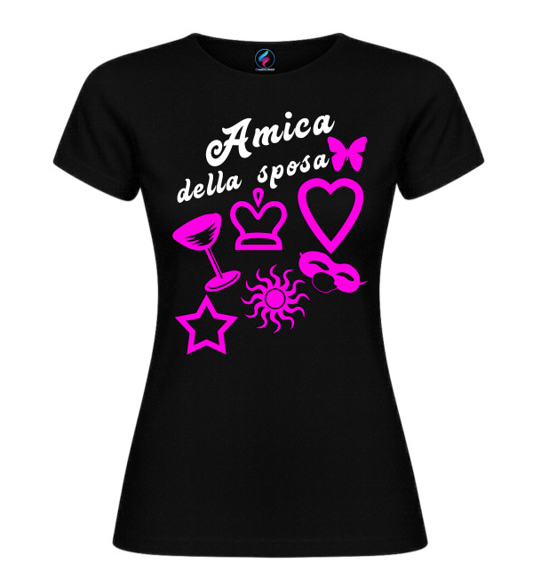 T-Shirt Donna Amica della Sposa Nera – Addio al Nubilato | Italian Style Diffusion® - colore nero - foto 2