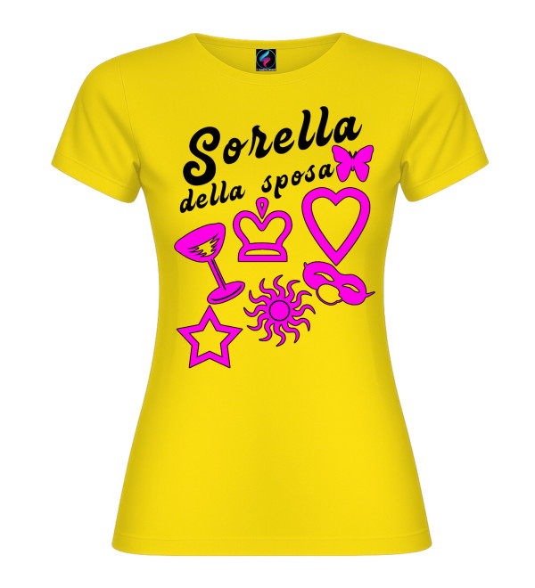 T-Shirt Donna Sorella della Sposa Gialla – Addio al Nubilato | Italian Style Diffusion® - colore giallo - foto 2