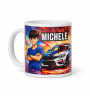 tazza personalizzata con foto, auto e nome grafica cartoon