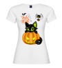 T-shirt Halloween donna “Trick or Treat” con gatto e zucca