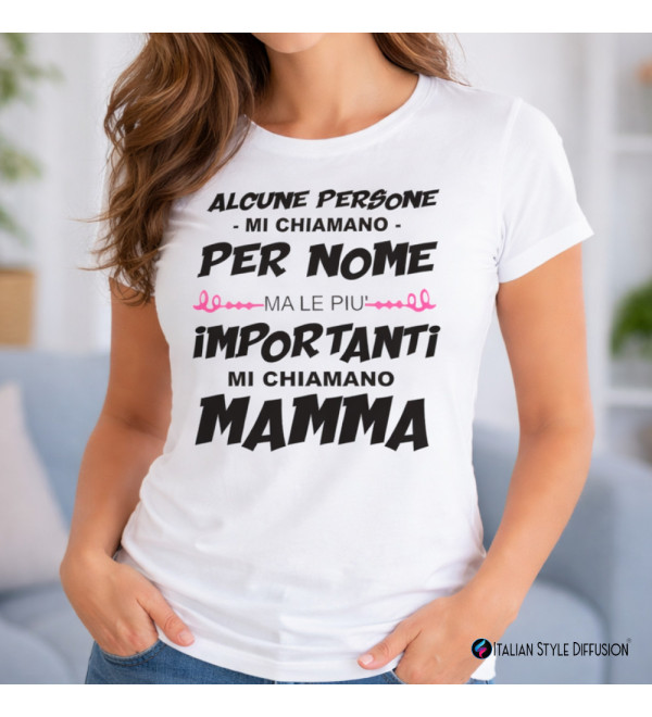 T-shirt donna in puro cotone “Mi chiamano mamma” | Idea regalo mamma