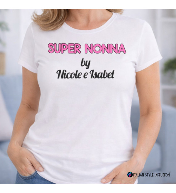 T-shirt donna “Super Mamma” personalizzata con nomi | Idea regalo mamma