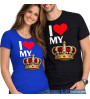 T-shirt coppia “I Love My” con corona | King & Queen