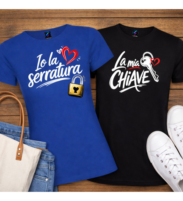 Coppia “Chiave & Serratura” | Magliette lucchetto romantiche lui e lei