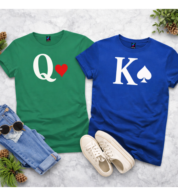 Magliette coppia Q♥ K♠ | Queen of Hearts & King of Spades