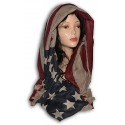 Pashmina sciarpa uomo donna bandiera America USA vintage beige rosso blu 1071