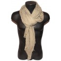 Pashmina sciarpa uomo donna scarf tinta unita stropicciata frange beige 1168