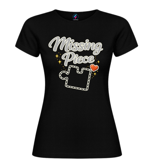 Magliette coppia Puzzle Piece Missing Piece T-shirt coordinate lui e lei modello donna colore nero