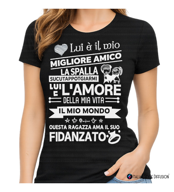 Maglietta romantica da donna per fidanzato | Questa ragazza ama il suo fidanzato
