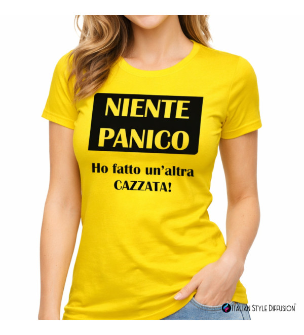 Maglietta divertente donna “Niente panico ho fatto un’altra cazzata”