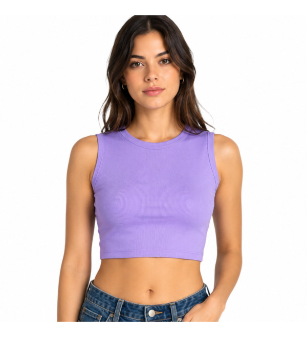 Crop top donna personalizzabile a costine con stampa