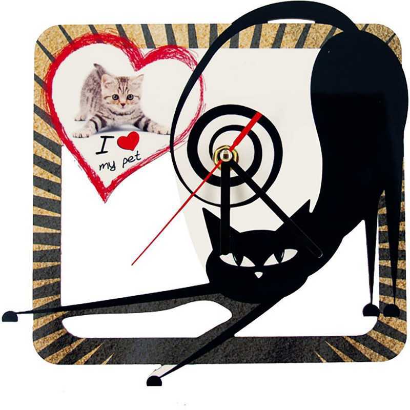 OROLOGIO DA MURO PERSONALIZZATO STAMPA PERSONALIZZATA MASONITE GATTO CAT MASONIT
