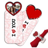 Porta tovagliolo in feltro a cuore personalizzato – I Love You