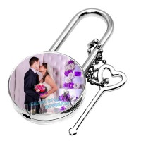 Bomboniera personalizzata lucchetto rotondo con foto immagini testo per matrimonio battesimo cresima comunione
