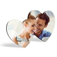 Bomboniera personalizzata per cornice portafoto doppio cuore fotoricordo in legno matrimonio battesimo cresima comunione