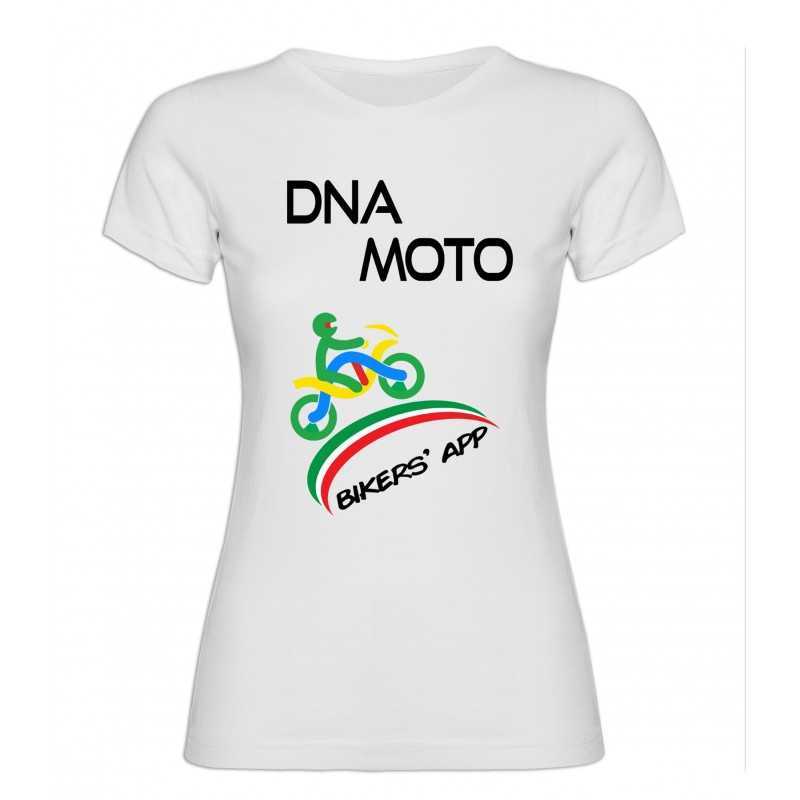 T-Shirt donna bianco DNA MOTO personalizzata fronte