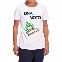 T-Shirt bambino bambina bianco DNA MOTO BASIC personalizzata