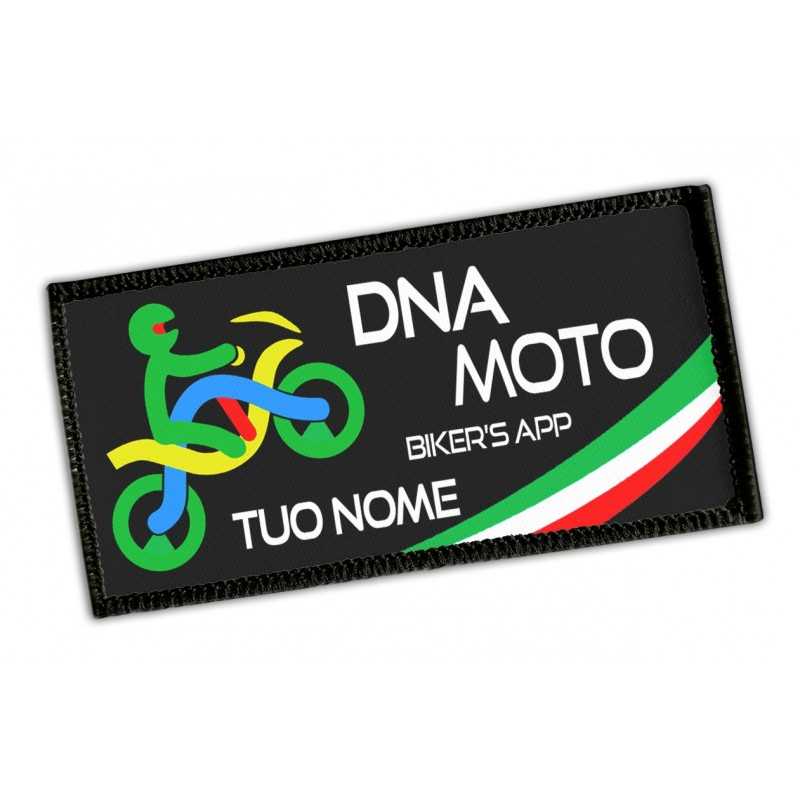Patch DNA MOTO rettagolare colore nero personalizzata