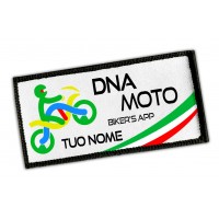 Patch DNA MOTO rettagolare bianco personalizzata
