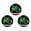 Set di 3 adesivi DNA MOTO rotondi neri