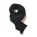 Sciarpa pasmina donna uomo unisex con frange morbida nero
