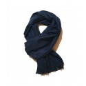 Sciarpa pasmina donna uomo unisex con frange morbida blu