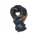 Sciarpa pasmina donna uomo unisex frange geometrica blu bianco nero azzurro