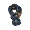 SCIARPA PASMINA DONNA UOMO UNISEX FRANGE GEOMETRICA BLU BIANCO NERO AZZURRO