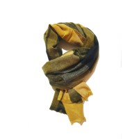 Sciarpa pashmina donna uomo unisex frange quadri righe giallo grigio