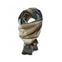 Sciarpa Pashmina Donna Uomo Unisex Frange Quadri Quadrotto Beige Grigio