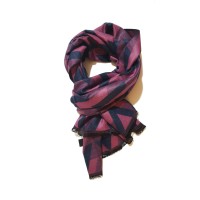 Sciarpa Pashmina Donna Uomo Unisex Geometrica Quadri Rombi Rosa Fucsia Blu