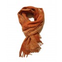 Sciarpa Pashmina Unisex Tinta Unita Slavata con Frange Arancio