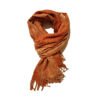 Sciarpa Pashmina Unisex Tinta Unita Slavata con Frange Arancio