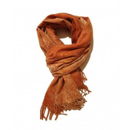 Sciarpa Pashmina Unisex Tinta Unita Slavata con Frange Arancio