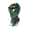 Sciarpa Pashmina Unisex Tinta Unita Slavata con Frange Verde