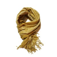 Sciarpa Pashmina Unisex Tinta Unita Slavata con Frange Giallo