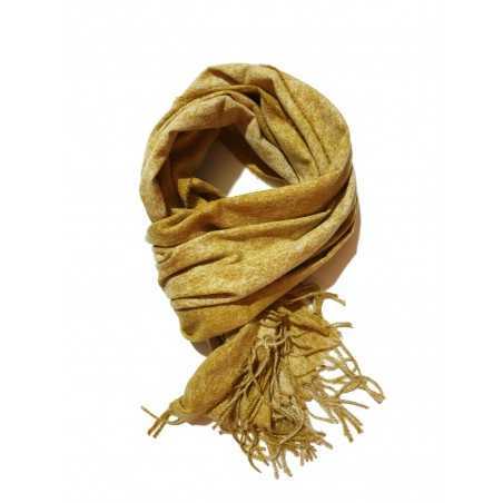 Sciarpa Pashmina Unisex Tinta Unita Slavata con Frange Giallo